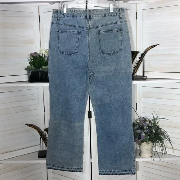 Fashion Nova Y2K Distressed Blue Wide Leg Jeans Plus Size - Picture 3 of 10